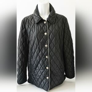 Coach Black Quilted Barn Jacket with Leather Trim | Women's S